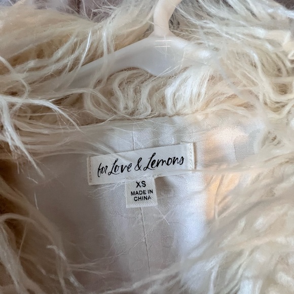 For Love And Lemons Cream Faux Suede and Fur Trench Coat - Picture 3 of 3